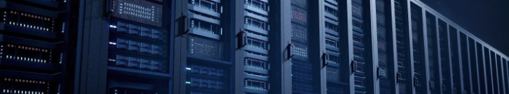 Modern data center server racks showing self-hosted infrastructure