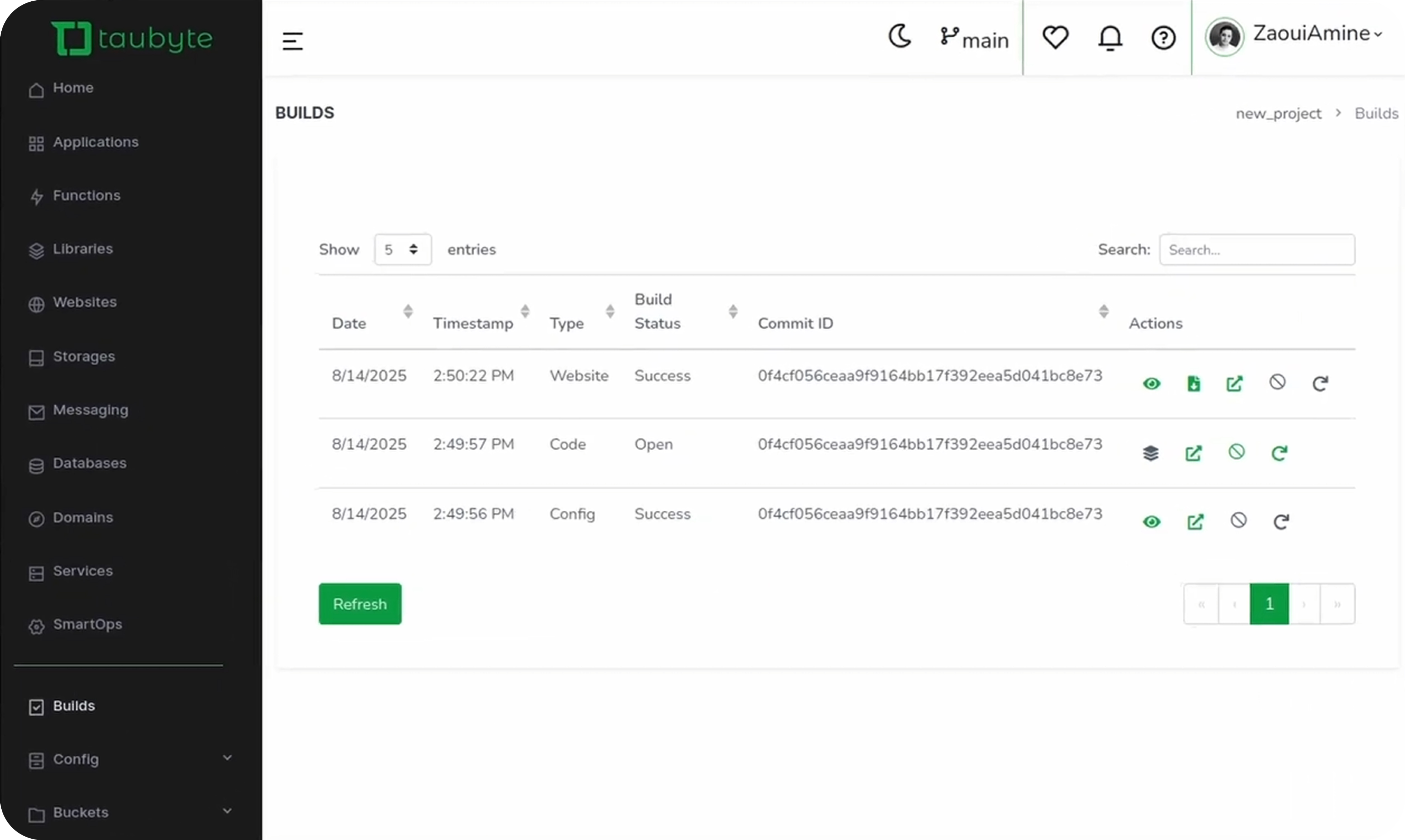 Website build status